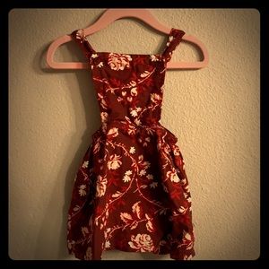 Red flower layering dress